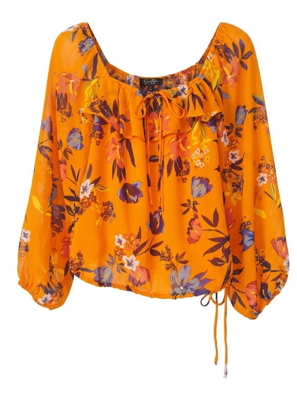 Jessica Simpson Orange Floral Off-Shoulder Blouse Size S